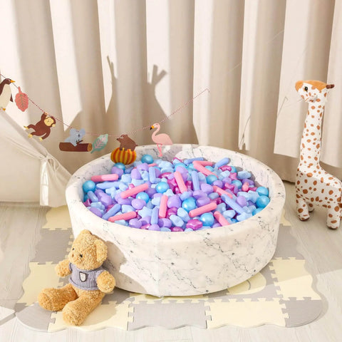 Ball Pit Balls - Pack of 200pcs Crush Proof Plastic Children's Toy Balls Mermaid Ocean Balls in a round marble play pit