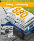 Heavy Duty Mesh Steel Garden Cart with 880 lb Capacity Folding Utility Wagon carrying 880 lbs of bags on a grey wagon.