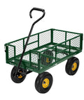 Heavy Duty Mesh Steel Garden Cart Folding Utility Wagon with 880 Lb Capacity and 10 Inch Pneumatic Wheels, side view.