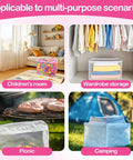 2 PCS Ball Pit Balls Bags - Storage Mesh Bag with Zipper for household organization, picnic, and camping use in pink & white.