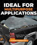 Heavy Duty Mesh Tarp 40x40 Feet Black Protective Cover With Air Flow installed on truck bed for multipurpose applications.