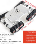 Large Metal 4WD Shock Absorption Robot Tank Chassis Kit Compatible With Arduino Raspberry Pi MicroBit, showing chassis structure