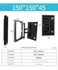 Seamless, heavy duty concealed hinges install invisibly behind tile, marble, or drywall for hidden access panels, shown with dimensions.