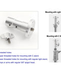 All Metal Aluminum 5/8 Inch Baby Ball Head Adapter To 3/8 Inch Thread For C Stand And Light Stand Mounts with dual threaded holes