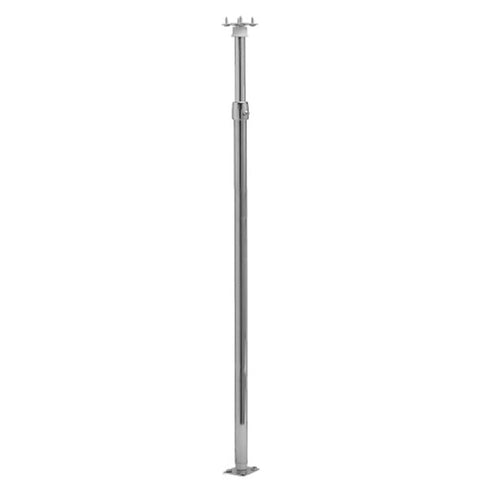 Support pole for Dual 18 Inch Full Circle Lazy Susan Organizer in white plastic 2-tier turntable shelves for kitchen cabinets.