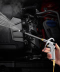 Heavy Duty Air Blow Gun Air Nozzle Blow Gun in use, extended nozzle cleaning car engine, pneumatic air compressor accessory tool