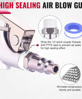 Powerful all metal air blow gun kit delivers efficient dust and debris removal with a 1/4 inch quick-connect, rubber tip