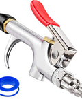 Four piece all metal air blow gun kit delivers powerful dust clearing for workshops, garages, and home shops; rubber tip protects surfaces, 2-way connection, and 1/4 inch quick plug enable fast, versatile nozzle setup for clean, efficient work