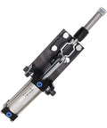 Metal Pneumatic Toggle Clamp With Auto Control Industrial Air Clamp in carbon steel, close-up of carbon steel body and piston rod.