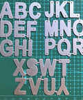26 Capital Alphabet Dies Set For Metal Cutting, Card Making, Scrapbooking And DIY Embossing Projects on a green cutting mat