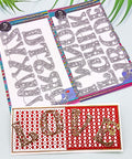26 Piece Alphabet Letter Metal Cutting Dies For Scrapbooking Card Making And Paper Crafts Dope Die Cuts Vintage 5 cm Height High Quality Steel Die Cut Set From Alinacutle displayed with cutout letters spelling 'LOVE' on a card.