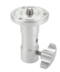 5/8 Inch Baby Ball Head Adapter To 3/8 Inch Thread For C Stand And Light Stand Mounts, all-metal aluminum, side view.