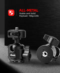 Heavy Duty Ball Head Mount With Built In Three Eighths To One Quarter Inch Adapter 360 Degree Panoramic Metal Camera Mount