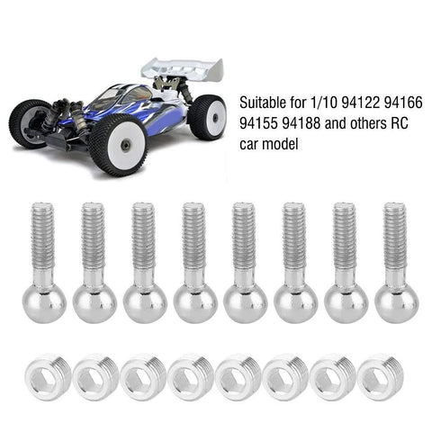 Metal Ball Head Screws For 1/10 Scale RC Cars, Threaded Replacement Pack For 94122 94166 94155 94188 Models displayed with RC car