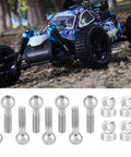Metal Ball Head Screws For 1/10 Scale RC Cars, Threaded Replacement Pack For 94122 94166 94155 94188 Models, shown with RC car.