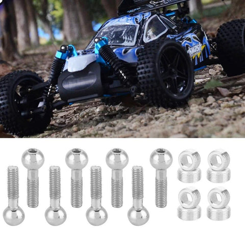 Metal Ball Head Screws For 1/10 Scale RC Cars, Threaded Replacement Pack For 94122 94166 94155 94188 Models, shown with RC car.