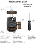 Metal Ball Head For Tripods And Mounts With 360 Degree Swivel And 125 Degree Tilt One Quarter Inch Cold Shoe Adapter Phone Holder