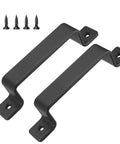 Two Pack Sliding Barn Door Handles Metal Gate Pulls For Interior And Outdoor Doors 7.5 Inch Length Black Finish with screws