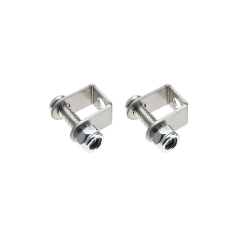 Mounting brackets for compact 12V electric linear actuator with 2 inch stroke and IP54 waterproof rating, shown on white background.