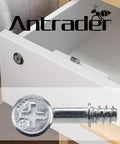 Effortless knockdown furniture assembly with a 10 pack of metal cam lock fittings and dowels, shown installed on a drawer