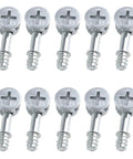 Effortless knockdown furniture assembly with a 10 pack of metal cam lock fittings and dowels, pre-inserted nuts, 28mm screws