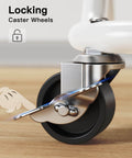 Close-up of locking caster wheel on Three Tier Metal Rolling Utility Cart by Pipishell A Workhorse On Wheels With Two Lockable Wheels