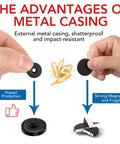 Front view of LOVIMAG cabinet magnets: two neodymium magnets shown, left ring magnet with hole, right solid disk magnet.