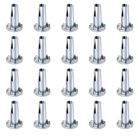 Metal Caster Socket Sleeve Set, 20 Pack Stem Inserts For 5/16 By 1-1/2 Inch Casters, Durable Wheel Socket Furniture Inserts With Grip Ring