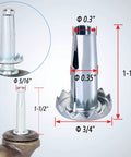 Metal Caster Socket Sleeve Set, 20 Pack Stem Inserts For 5/16 By 1-1/2 Inch Casters with detailed measurements shown