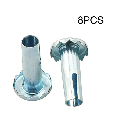 Eight Pcs Metal Caster Sockets With Three Eighths Inch Diameter And Length One And One Quarter Inches Stem Sleeve for chair legs close-up