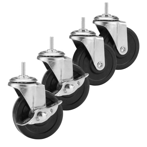 Set Of Four Caster Wheels For Organization And Storage Shelving, Casters For Metal Shelves And Wire Racks with metal and rubber design