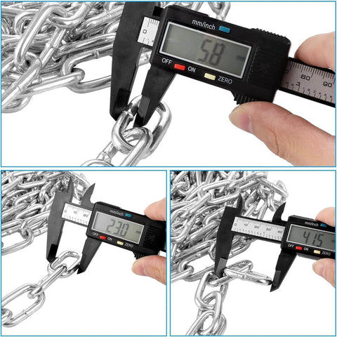 Measuring 1/4" x 19.69 Ft Metal Chain, Galvanized Iron Coil Chain with caliper for heavy duty and decorative use