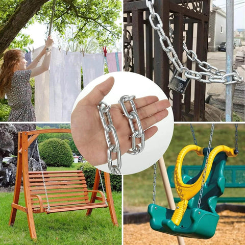 ✝️ 1/4" x 19.69 Ft Metal Chain, Galvanized Iron Coil Chain used for swings, pet chains, and decorative hanging purposes