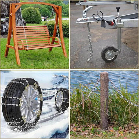 "1/4" x 19.69 Ft Metal Chain, Galvanized Iron Coil Chain, Heavy Duty Chain Links used for swing, trailer, tire, and fence applications.