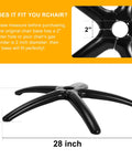 28 Inch Heavy Duty Metal Office Chair Base Replacement With Five Wheel Casters 2600 Lb Load Capacity Wide Chair Base