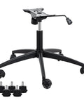 Heavy Duty Gaming Office Chair Base Replacement Set With Bottom Plate Stand Cylinder And 5 Wheels Bell Glides Black shown with parts