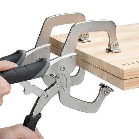 Adjustable Metal Face Clamps 11 Inch Pack Of 2 For Woodworking Welding And Repairs Black Silver clamping wooden board