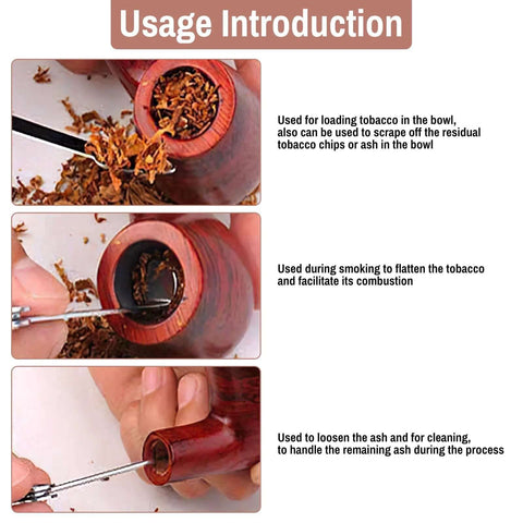 Usage of 9 Pack 3 In 1 Metal Cleaning Tools Set Stainless Steel Tamper Reamer Pick for tobacco pipe maintenance in gold, rose gold, silver