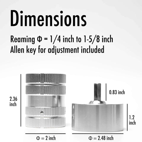 Dimensions of All Metal Pipe Deburring And Reaming Tool For Copper Pipe And PVC Tubing With Drill Adaptor Pro Grade 1/4 To 1 5/8 Inch Inner And Outer Chamfer Bevel Tool Vouyar