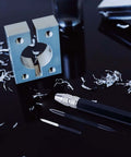 3 Piece Scraper Deburring Tool Set With Adjustable Trimming Blade Triangular Trimmer Pencil Steel Cutter displayed on a black surface