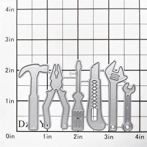 Pro Grade Card Making Die Cuts Metal Dies Set For Scrapbooking Embossing And Stenciling Diy Paper Craft Kit with tools on grid background