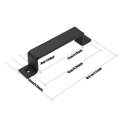 Image showing dimensions of Two Pack Sliding Barn Door Handles Metal Gate Pulls for Interior and Outdoor Doors 7.5 Inch Length.