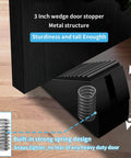 Heavy Duty Door Stopper For Bottom Of Door 3 Inch Tall Adjustable Metal Door Stop With Anti Slip Rubber Grip Extra Strong Spring