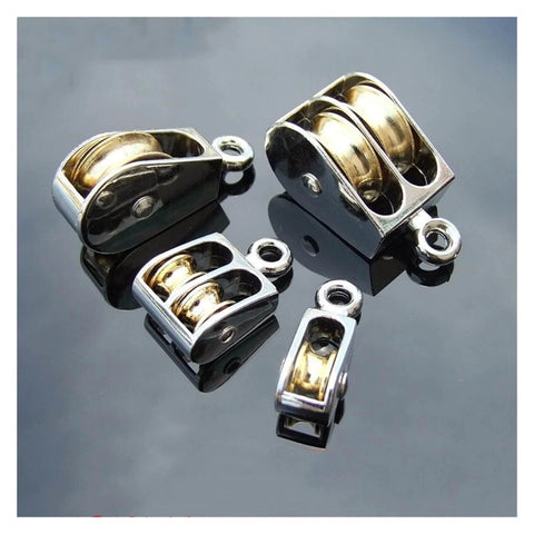 52mm Metal Sheave Zinc Alloy Fixed Pulley Crown Block and Tackle Lifting Wheel Mini Single/Double Pulley for DIY(52mm Double Pulley)