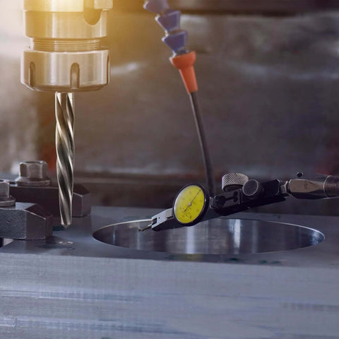 Rugged M2 HSS Reamer Drill Bit Set For Metal in action on metal surface, showcasing precise hole sizing with 5-piece tapered chucking reamers.