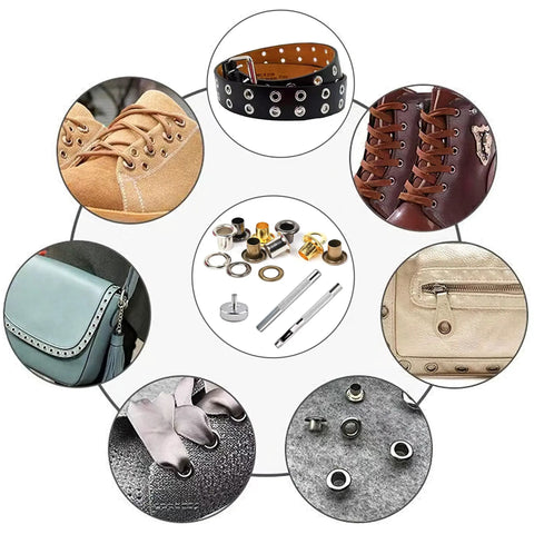 600 Pcs Three Sixteenth Inch Metal Eyelets Grommets Kit With Three Piece Tool Set And Storage Box In Four Colors, for DIY projects