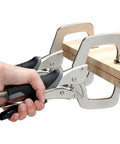 Adjustable Metal Face Clamps 11 Inch Pack Of 2 for woodworking clamping a wooden board, black and silver color.