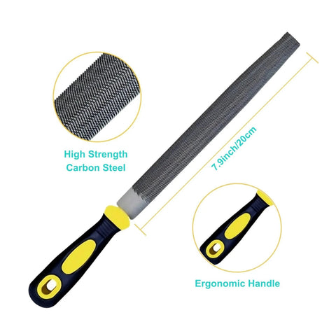 8 Inch 3 Piece Metal File Set With Flat Round And Half Round Files In High Carbon Steel for metalworking and woodworking