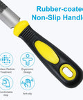 Close-up of rubber-coated non-slip handle of 3 Piece 8 Inch High Carbon Steel Metal File Set Includes Flat Round And Half Round Files For Metal And Wood Smoothing Shaping Deburring Durable Hand Files With 62 To 66 HRC Hardness For Long Lasting Sharp Edges