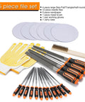 Twenty Five Piece Metal File Set With T12 Drop Forged Alloy Steel For Woodworking Metalworking And Plastic Includes Four Large Files Twelve Needle Files Carry Case Six Sandpapers A Brush And A Pair Of Working Gloves Ideal For Home Workshop Pro Projects